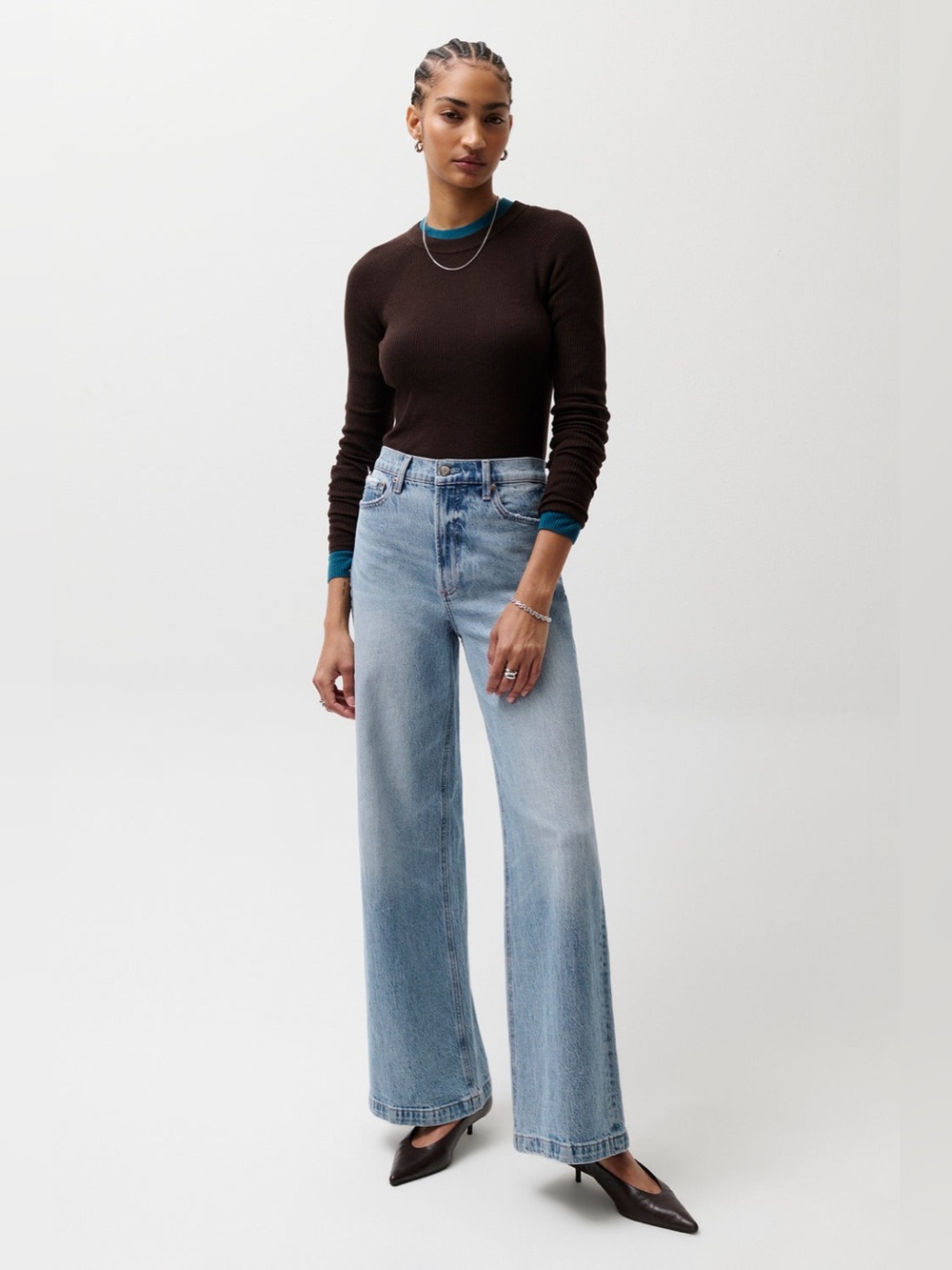 PISTOLA lana high rise ultra wide leg jeans 29 8 break light wash stretch retro
